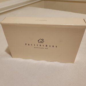 RARE_ Pottery Barn Metal Silver Dominos Set With Storage Box-MINOR DEFECTS*